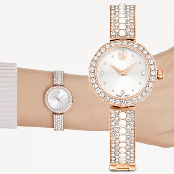 SWAROVSKI 施華洛世奇 Matrix Pearl 水晶珍珠手鐲式手錶 女錶 新年開運 送禮推薦-29mm 5705406