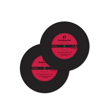 【耳機狗】唱片耐熱杯墊/杯蓋/紅一組2入