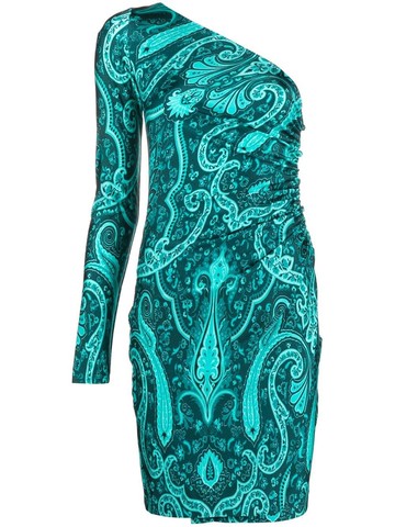 ETRO - paisley-print one-shoulder dress - women - Spandex/Elastane/Polyamide - 42 - Green