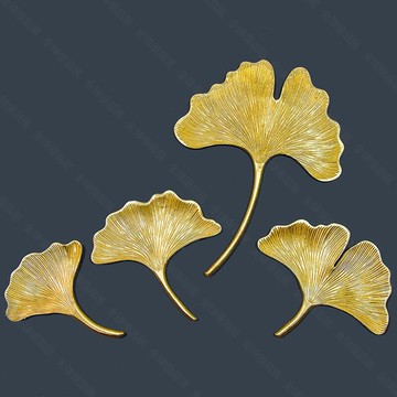 【全球優品滙】中式木銀杏葉立體金色壁掛電視背景墻裝飾品墻面家居玄關壁飾立體