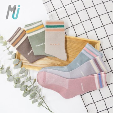 《MJ襪子》純棉條紋 中筒童襪 無痕襪頭 透氣網編織 腳底止滑 MIT 台灣製 MK059 MK060