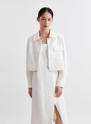 法式優雅拉鍊短版外套