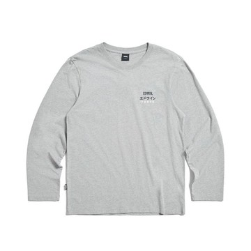 EDWIN TOKYO印花薄長袖T恤-男款 (麻灰色)