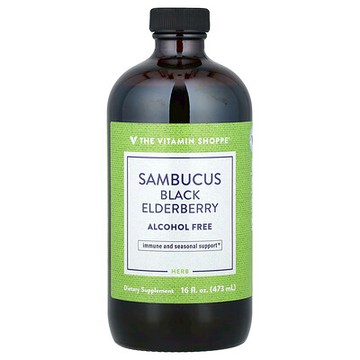 The Vitamin Shoppe, 黑接骨木果，無乙醇，16 液量盎司（473 毫升）