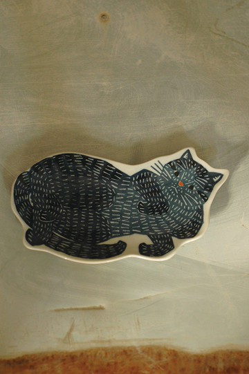 【倉敷意匠】カタ カタKATA KATA 印判手瓷盤 - 青色大貓94722-15