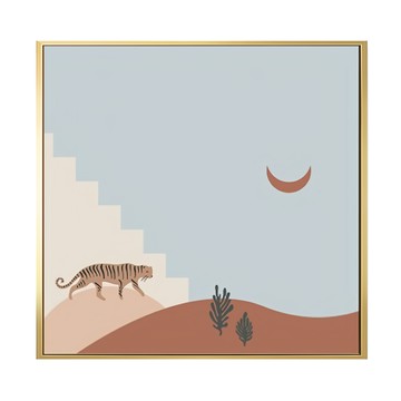 Boluo 菠蘿選畫所 抽象畫 遼闊沙漠 老虎圖案  60 x 60cm  金色