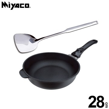 米雅可 遠紅外線陶瓷不沾深型平底鍋28cm(無蓋)MY-B01P280贈316不鏽鋼煎匙MY-J100010