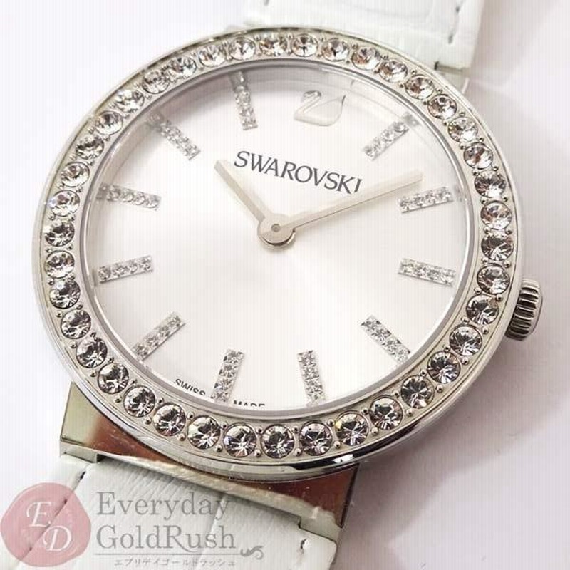 美品】SWAROVSKI スワロフスキー 1185826 レディース腕時計 白