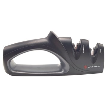 WUSTHOF 三叉 二段式磨刀器 - 輕鬆磨刀 單方向磨刀 人體工學手柄  黑色  17.9cm  1個
