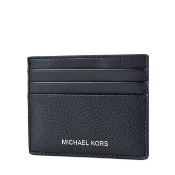 MICHAEL KORS 男款 荔枝紋皮革名片夾-黑色