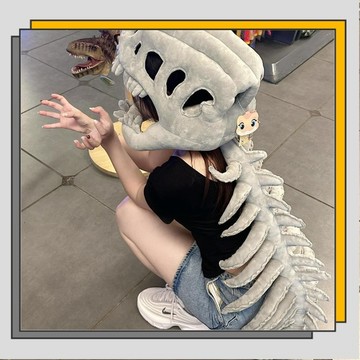 🔥臺灣出貨🔥恐龍骨架造型頭套玩偶背飾 可愛搞怪 cosplay 拍照道具 派對變裝禮物/