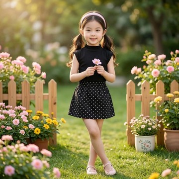 🎀biubiu童裝🎀現貨🌈女童套裝 夏季 短袖上衣 半身裙 韓版 甜美波點 小女孩 包臀裙A字短裙