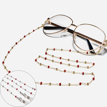 seoul show首爾秀 紅鑽夾珠兩用口罩掛繩鏈墨鏡平光眼鏡鍊老花近視防丟鍊