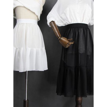 單層透明襯裙2025年夏季新款雪紡內搭半裙外穿高腰a字罩裙荷葉邊