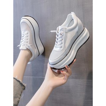 內增高小白鞋女夏厚底網面透氣運動鞋夏季女鞋小個子百搭鞋子網鞋