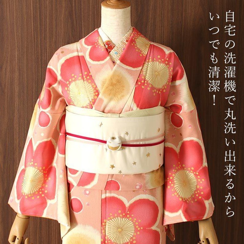 洗える 小紋 着物 袷 ポンポン大梅 ピンク (280-B) 日本製 プレタ着物 ...