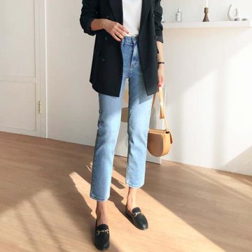 小個子淺色小直筒牛仔褲女九分高腰顯瘦煙管褲2025年秋冬新款褲子