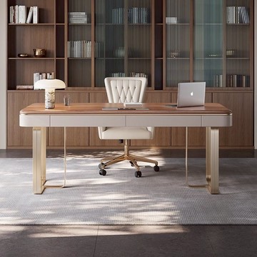 公司貨免運 開發票 辦公桌 現代輕奢實木書桌意式極簡辦公桌設計師高檔書房家用寫字臺電腦桌