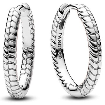 Pandora 女款 Moments 小型串飾圈式耳環  銀