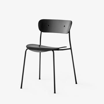 丹麥 &Tradition Pavilion AV1 餐椅 漆黑橡木 - 鍍鉻椅腳