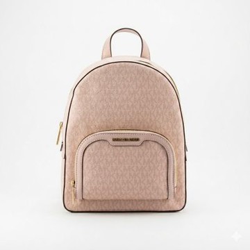 Michael Kors JAYCEE 滿版PVC LOGO、皮革雙層美型後背包35S3G8TB6V(粉)