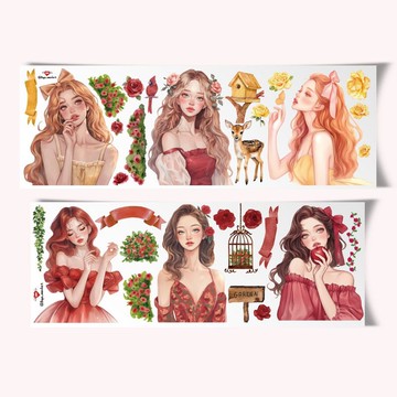 童話花園女孩角色貼紙組 (6張)