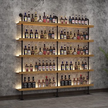 免運 酒櫃 玄關櫃 紅酒架 紅酒擺件 隔斷 酒吧紅酒落地架餐廳燒烤店吧臺靠墻置物架啤酒洋酒鐵藝發光多層架