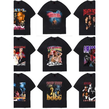 HIPHOP說唱2PAC TRAVIS SCOTT ASAP EMINEM XXX LIL PEEP短袖T恤