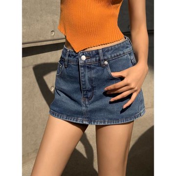 夏季辣妹美式半身超短裙子a字性感短褲熱褲包臀防走光牛仔裙褲女