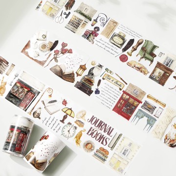 貓咪書店 PET 和紙膠帶 模切 5米卷