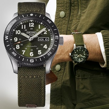 SEIKO 精工 5 Sports 軍裝風格機械錶 HDB008K1/4R36-18V0G