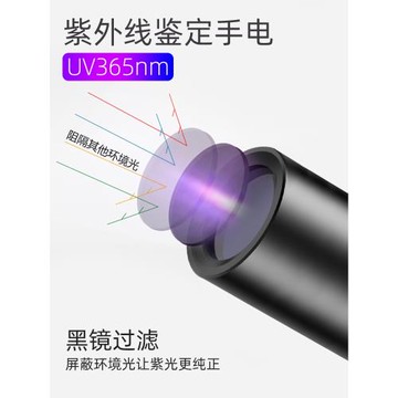 神魚 365紫光燈手電筒可充電紫外線玉石熒光劑檢測伍德氏燈貓蘚燈