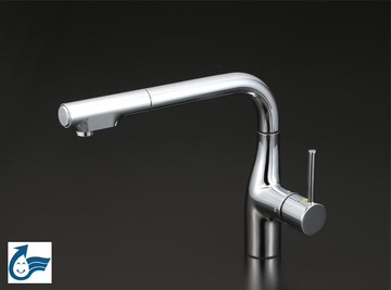 【點數10%回饋】【日本進口，三年保固】KM6101EC-5 廚房伸縮L型混合龍頭 抽拉式 伸縮式 水龍頭