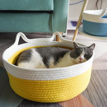 貓耳貓窩網紅帶涼席四季通用夏天涼窩帶冰墊窩夏季圓窩小貓窩可愛