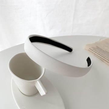 SOOSDA 簡約人造皮革髮箍 86  86_白色(頭帶)  N/A