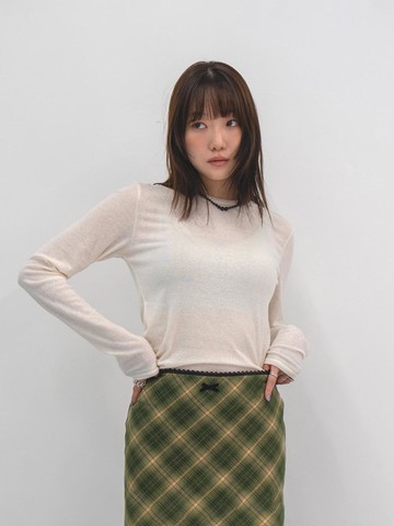 Tencel Wool Long Sleeve Blouse [Beige]