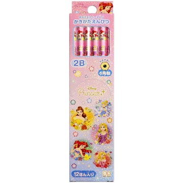 日本製造 迪士尼 Disney 公主系列 2B鉛筆盒裝 六角型六角軸筆桿 開學用品 一盒12枝