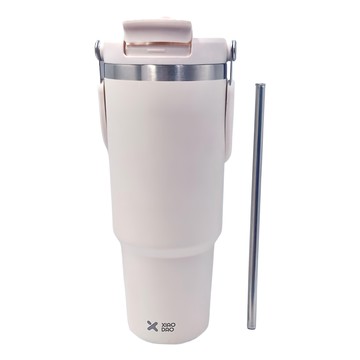 小刀 雙飲杯 附彈跳吸管 900ml  白色  1個