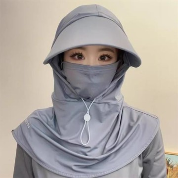 防曬面罩女帽子一體護頸全臉防紫外線頭盔騎行頭套罩圍脖冰絲口罩