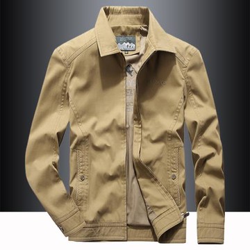 翻領夾克男春秋上衣純棉耐磨成熟穩重外套中老年防風百搭休閑茄克