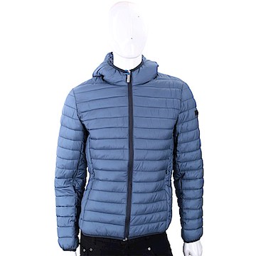 VERSACE 霧藍色絎縫連帽科技棉保暖夾克