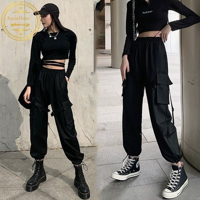カーゴパンツ レディース 原宿風 ヒップホップ ダンス ボトムス ズボンワイドパンツ 韓国ファッション ハイウエスト ストリート系 運動パンツ 通販 Lineポイント最大get Lineショッピング
