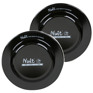 Nuit 努特 主廚系列琺瑯盤2件組22cm 露營野餐餐具  黑色  1組