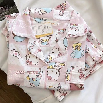 臺灣出貨🔥三麗鷗Hello Kitty睡衣女春秋2026新款卡通美樂蒂長袖家居服套裝