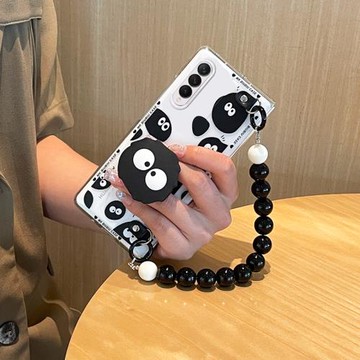 米拓煤球支架適用于三星zfold5手機殼zfold6折疊屏zfold4透明外殼W24手提珠子掛鏈W23超薄新款可愛zfold3日韓