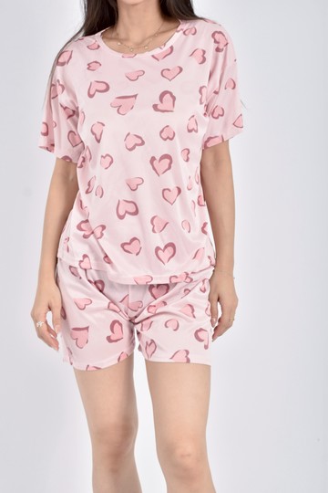 (S) bra top鬆緊腰愛心粉色套裝