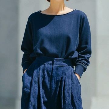 INDIGO不收邊羅紋剪接上衣(2色)