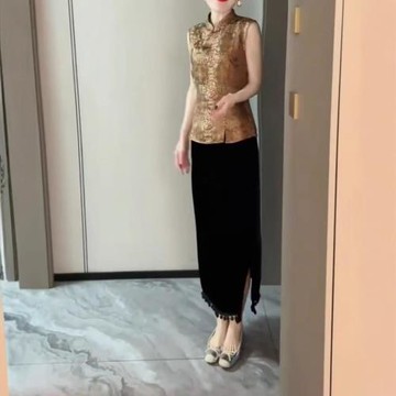 25692新大愛美依緣2025夏季新款復古國風無袖上衣垂感半身裙顯瘦