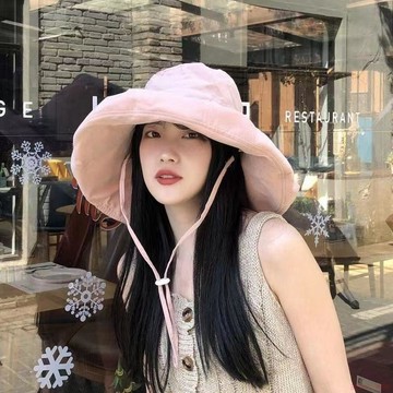 闆娘推薦🌈超大帽檐遮臉漁夫帽女夏天防紫外線遮陽帽防曬日系百搭帽子韓版潮