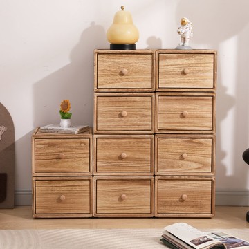 風兒童玩具零食收納櫃純實木現代簡約格子櫃環保抽屜式飄窗櫃472M公司貨